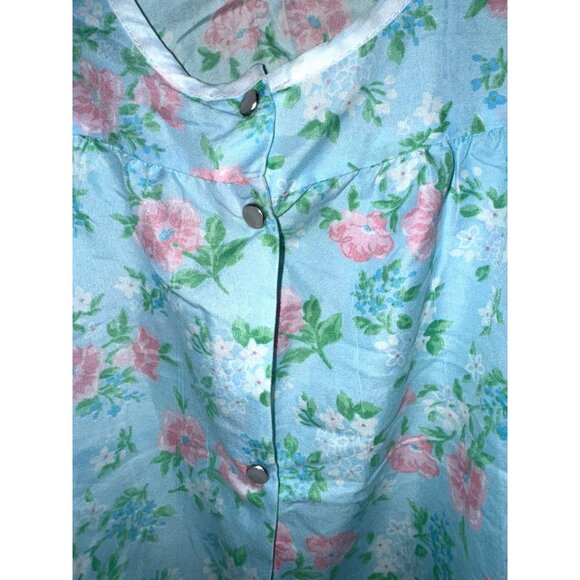 Floral Blue Sleeveless Womens Apron-Style Top With Pockets By MoonDance - Picture 7 of 9